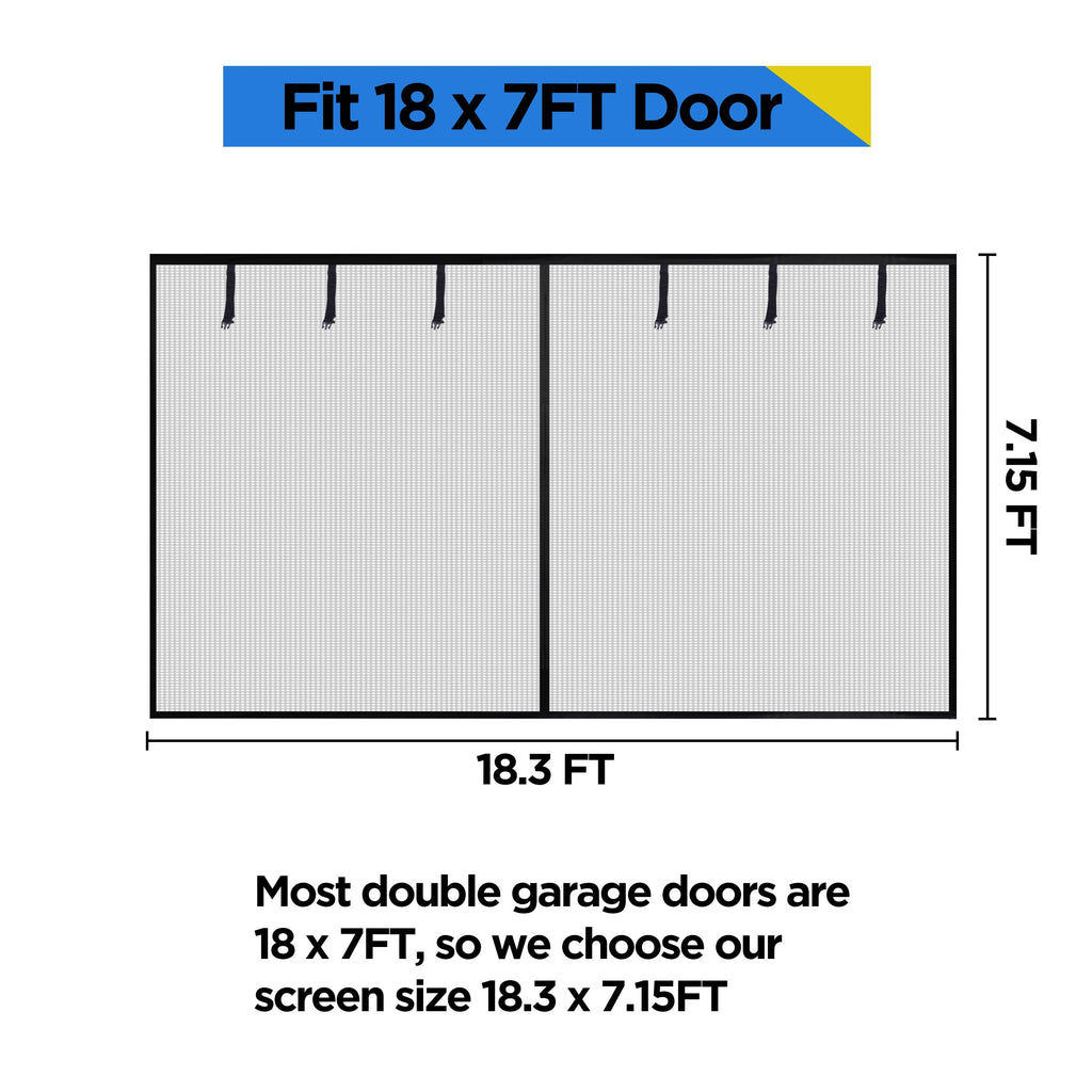 HBlife Garage Screen Doors for 1 Car Garage,7x7FT Fiberglass Magnetic Garage Door Screen, Hands Free Retractable Garage Net Screen Door Mesh with 6 Roll Up Starps and 26 Magnets for Patio, Gym, Porch