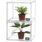 HBlife Mini Greenhouse for Indoor, Clear Stackable Green House with Magnetic Waterproof Door for Small Plants Nursery Germination, Tabletop Portable Greenhouse, 14.1x8.6x10.6 Inch (1 Pack)
