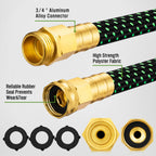 HBlife 25ft Garden Hose, Non Expandable Garden Hose with 10 Function Sprayer Nozzle, Flexible Lightweight Water Hose for Yard, Lawn, Car Wash and Outdoor