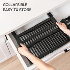 HBlife Dish Rack, Bamboo Folding 2-Tier Collapsible Drainer Dish Drying Rack with Utensils Flatware Holder Set (Dish Rack with Utensil Holder)