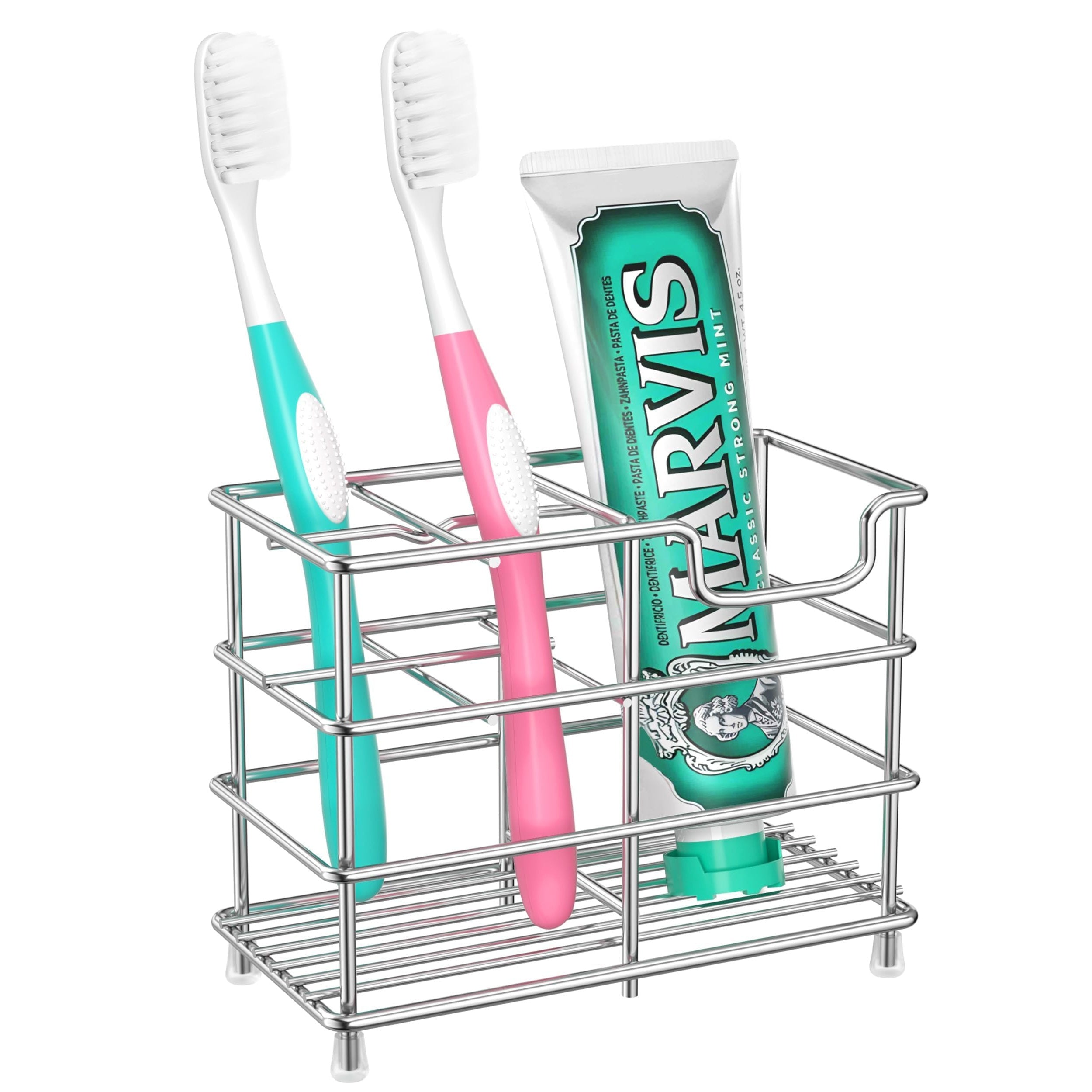 HBlife Toothbrush Holders for Bathroom, 5 Slots Black Stainless Steel Bathroom Accessories Organizer for Small Spaces