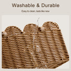 HBlife Baby Diaper Caddy Organizer, Large Portable Scalloped Plastic Wicker Woven Basket with Divider, Nursery Diaper Station, Baby Shower Gifts Basket, Car Organizer, Washable Waterproof