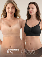 Angelhood Women Nursing Bras for Breastfeeding 5 Pack, Maternity Sleep Bra | Seamless Pregnancy Full Bust Bralettes with Extenders, Wireless V Neck Bralette, Ultra Comfort Postpartum Essentials Bra Pack