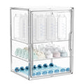 HBlife Baby Bottle Storage Organizer for Countertop Cabinet, 3 Tiers Adjustable Clear Acrylic Bottles Storage Station Case Box Container with 2 Removable Dividers and Magnetic Door, Large