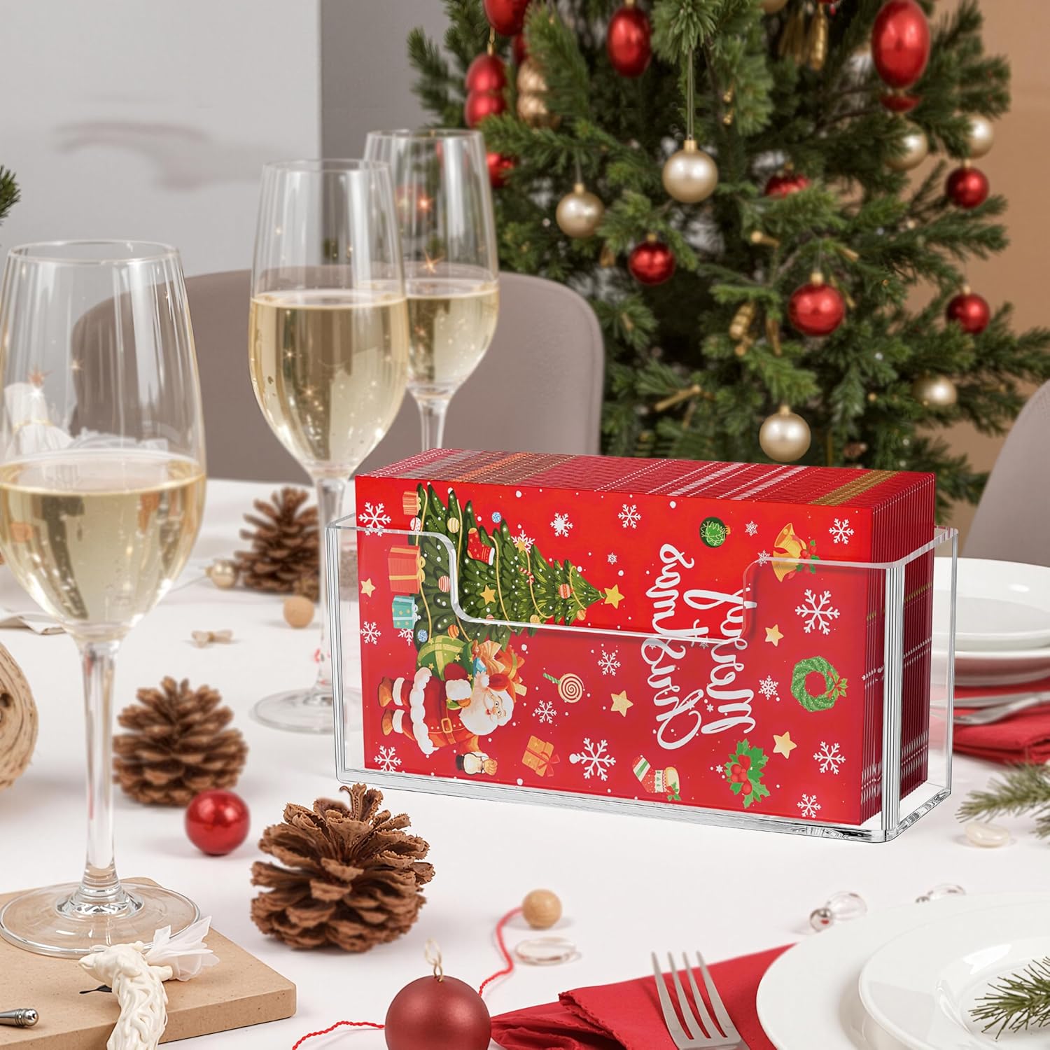 HBlife Acrylic Guest Towel, Paper Napkin Holder for Bathroom - Clear Waterproof Vertical Stand, Disposable Paper Hand Towel Dispenser, Modern Table Tray for Kitchen, Home, Hotel, Office(2 Pack)​