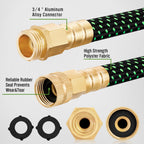 HBlife Garden Hose 50ft, Non Expandable Water Hose with 8 Watering Spray Nozzle, Flexible Lightweight Hose for Yard, Lawn, Car Wash and Outdoor (Black,50FT)