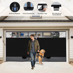 HBlife Privacy Garage Door Screen Blackout for 1 Car Garage, 8x7FT Heavy Duty Magnetic Garage Screen Door Mesh, Hands Free Retractable Garage Net Screen with 6 Roll Up Starps and 26 Magnets, Black