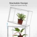 HBlife Mini Greenhouse for Indoor, Clear Stackable Green House with Magnetic Waterproof Door for Small Plants Nursery Germination, Tabletop Portable Greenhouse, 14.1x8.6x10.6 Inch (1 Pack)