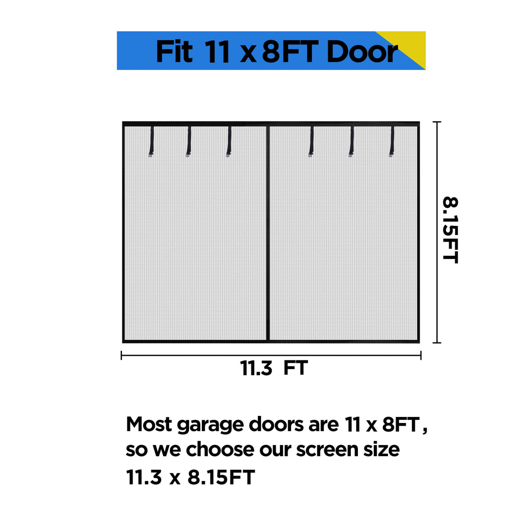 HBlife Garage Screen Doors for 1 Car Garage,7x7FT Fiberglass Magnetic Garage Door Screen, Hands Free Retractable Garage Net Screen Door Mesh with 6 Roll Up Starps and 26 Magnets for Patio, Gym, Porch