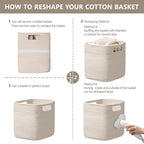 HBlife Set of 4 Storage Cubes-11 X 10.5 X 10.5 In, Cotton Rope Basket for Shelves, Toys, Book, Cube Storage Bin with Handles, Woven Storage Basket for Organizing, Beige
