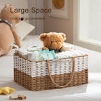 HBlife Large Baby Diaper Caddy Organizer, Paper Rope Storage Baskets Nursery Bin with Removable Divider, Portable Car Organizer for Diapers, Baby Shower Gifts, Newborn Essentials Must Haves