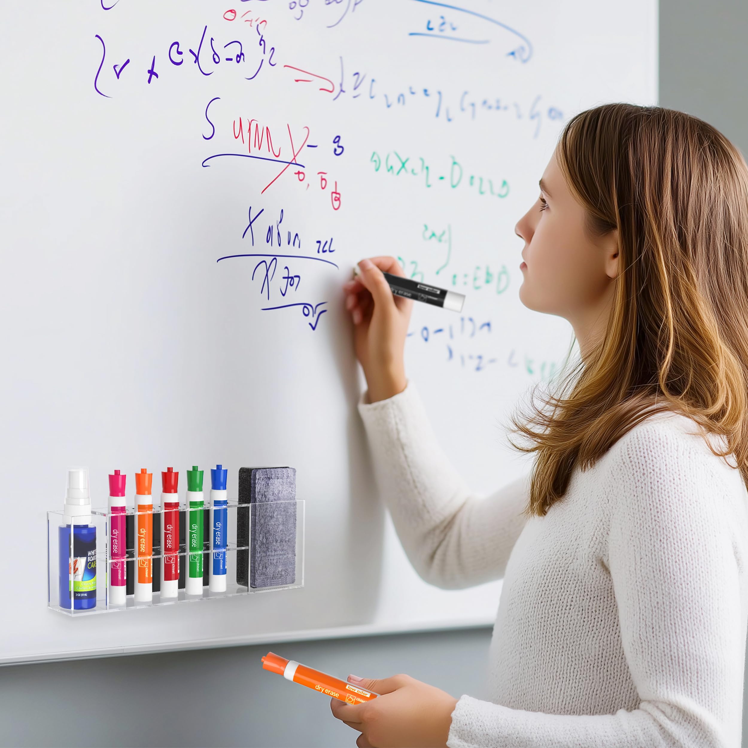 HBlife Acrylic Magnetic Dry Erase Marker Holder for Whiteboard, Wall Mount 10 Slots Magnet Pen Pencil Holder for Fridge Refrigerator, Locker Organizer Accessories for School Classroom Office, Black