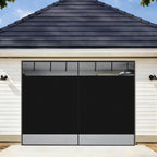 HBlife Privacy Garage Door Screen Blackout for 1 Car Garage, 8x7FT Heavy Duty Magnetic Garage Screen Door Mesh, Hands Free Retractable Garage Net Screen with 6 Roll Up Starps and 26 Magnets, Black