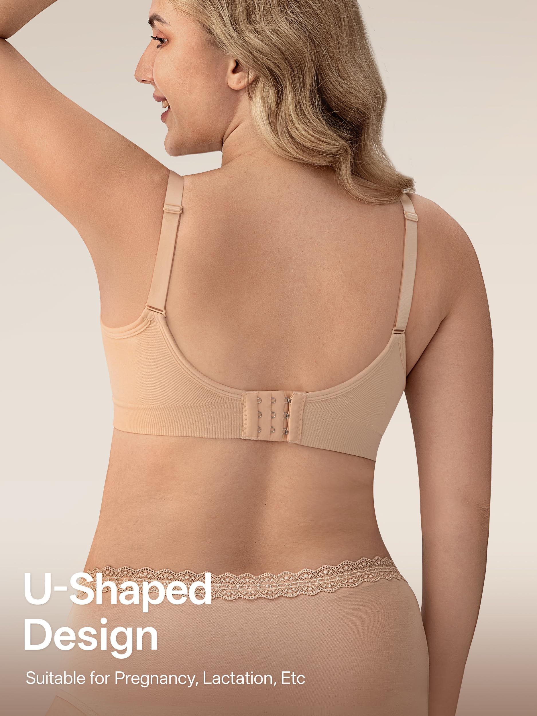 Angelhood Women Nursing Bras for Breastfeeding 5 Pack, Maternity Sleep Bra | Seamless Pregnancy Full Bust Bralettes with Extenders, Wireless V Neck Bralette, Ultra Comfort Postpartum Essentials Bra Pack