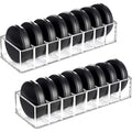 HBlife 2 Pack Clear Acrylic Makeup Compact Organizer, 8 Spaces Vanity Organizer Stand Eyeshadow Pallet Storage for Lipstick Bronzer Powder Highlighter, Skincare Cosmetic Display Cases for Bathroom