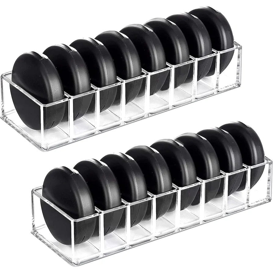 HBlife 2 Pack Clear Acrylic Makeup Compact Organizer, 8 Spaces Vanity Organizer Stand Eyeshadow Pallet Storage for Lipstick Bronzer Powder Highlighter, Skincare Cosmetic Display Cases for Bathroom