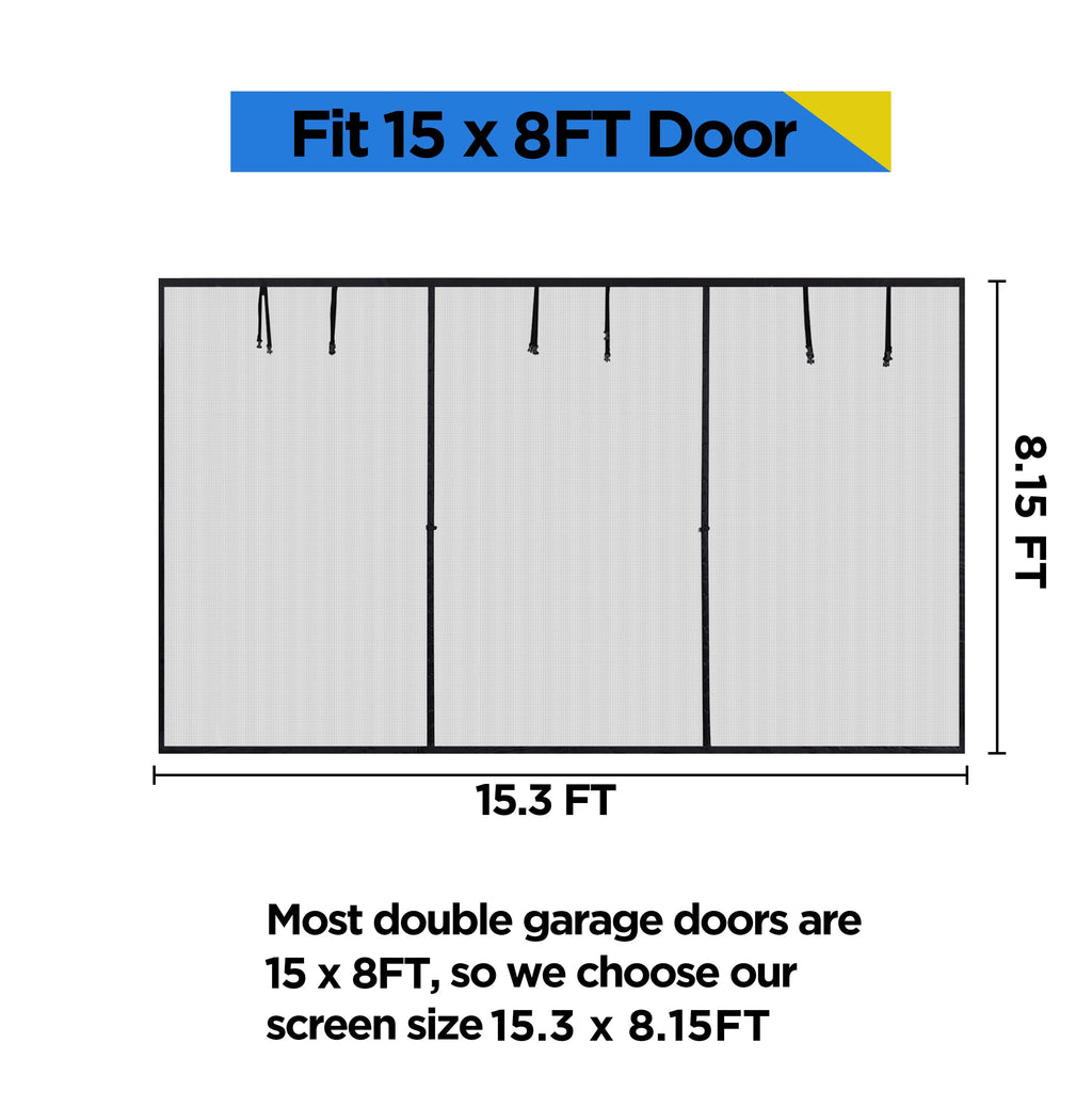 HBlife Garage Screen Doors for 1 Car Garage,7x7FT Fiberglass Magnetic Garage Door Screen, Hands Free Retractable Garage Net Screen Door Mesh with 6 Roll Up Starps and 26 Magnets for Patio, Gym, Porch