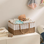 HBlife Large Baby Diaper Caddy Organizer, Paper Rope Storage Baskets Nursery Bin with Removable Divider, Portable Car Organizer for Diapers, Baby Shower Gifts, Newborn Essentials Must Haves