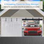 HBlife Privacy Garage Door Screen for 1 Car Garage, 8x7FT Heavy Duty Magnetic Garage Screen Door Mesh, Hands Free Retractable Garage Net Screen with 6 Roll Up Starps and 26 Magnets, Silver Grey