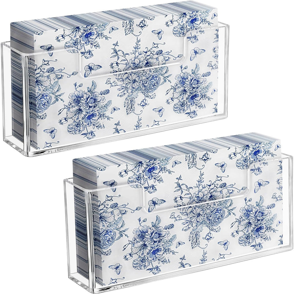 HBlife Acrylic Guest Towel, Paper Napkin Holder for Bathroom - Clear Waterproof Vertical Stand, Disposable Paper Hand Towel Dispenser, Modern Table Tray for Kitchen, Home, Hotel, Office(2 Pack)