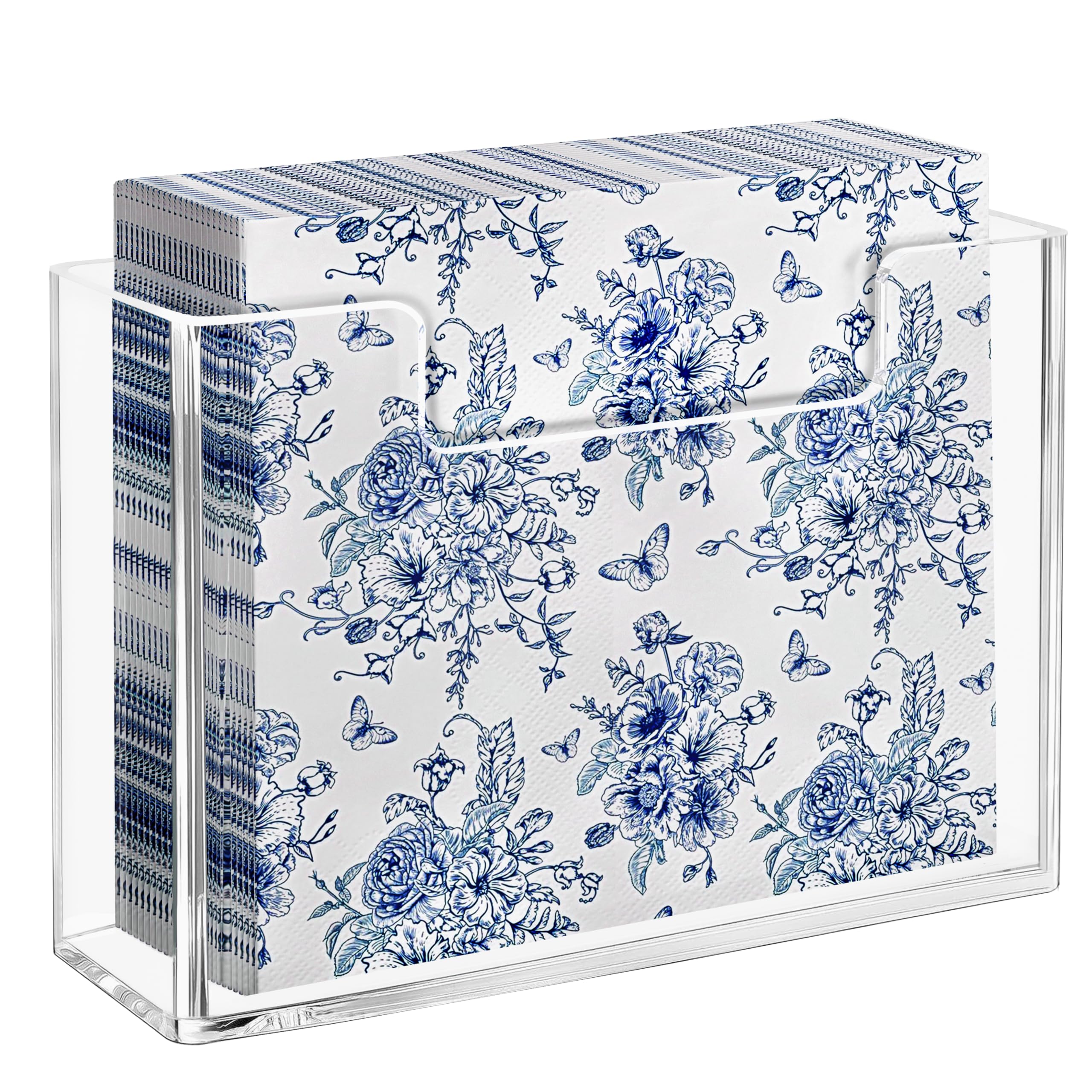 HBlife Acrylic Guest Towel, Paper Napkin Holder for Bathroom - Clear Waterproof Vertical Stand, Disposable Paper Hand Towel Dispenser, Modern Table Tray for Kitchen, Home, Hotel, Office(2 Pack)​