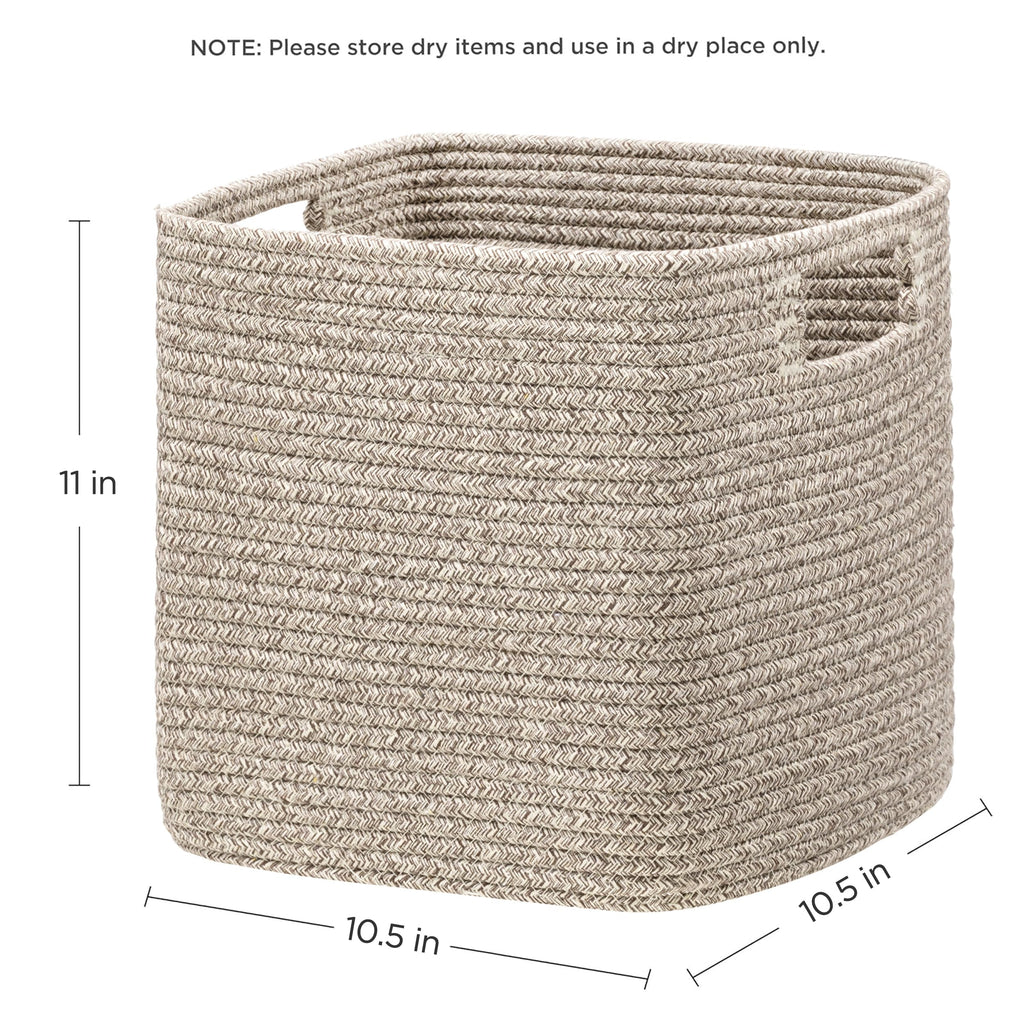 HBlife Set of 4 Storage Cubes-11 X 10.5 X 10.5 In, Cotton Rope Basket for Shelves, Toys, Book, Cube Storage Bin with Handles, Woven Storage Basket for Organizing, Beige