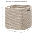 HBlife Set of 4 Storage Cubes-11 X 10.5 X 10.5 In, Cotton Rope Basket for Shelves, Toys, Book, Cube Storage Bin with Handles, Woven Storage Basket for Organizing, Beige