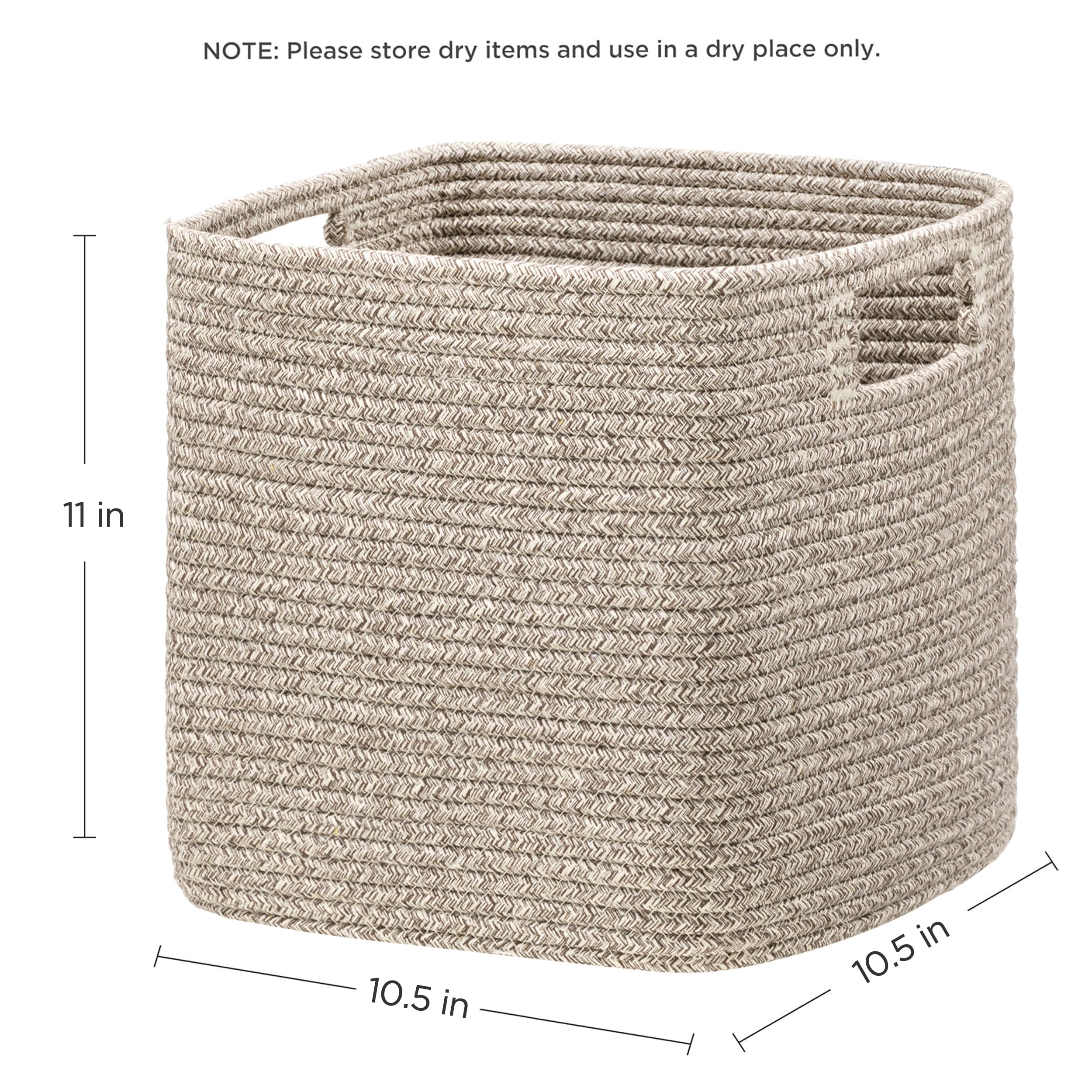 HBlife Set of 4 Storage Cubes-11 X 10.5 X 10.5 In, Cotton Rope Basket for Shelves, Toys, Book, Cube Storage Bin with Handles, Woven Storage Basket for Organizing, Beige