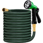 HBlife Garden Hose 50ft, Non Expandable Water Hose with 8 Watering Spray Nozzle, Flexible Lightweight Hose for Yard, Lawn, Car Wash and Outdoor (Black,50FT)