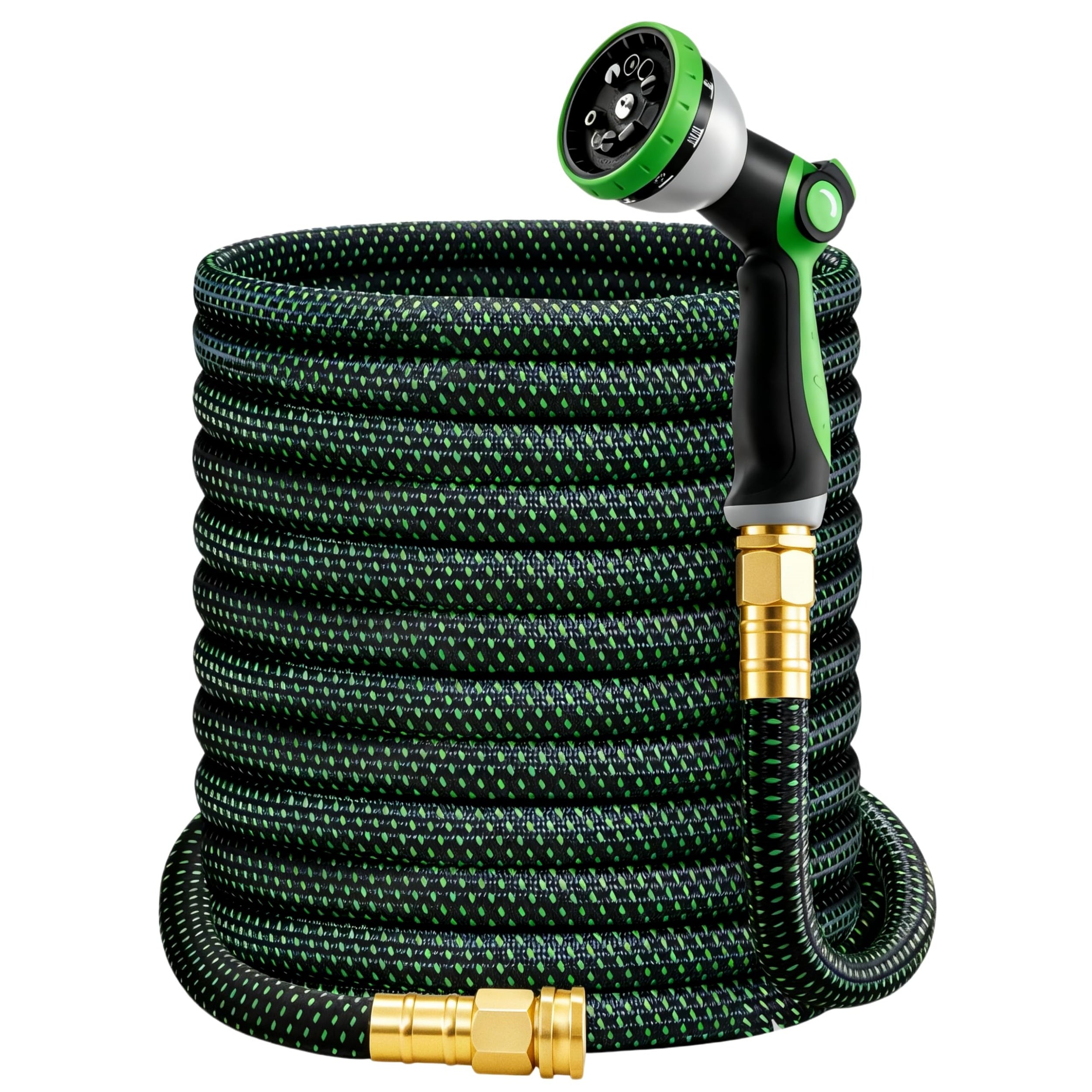 HBlife 25ft Garden Hose, Non Expandable Garden Hose with 10 Function Sprayer Nozzle, Flexible Lightweight Water Hose for Yard, Lawn, Car Wash and Outdoor