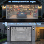 HBlife Privacy Garage Door Screen for 1 Car Garage, 8x7FT Heavy Duty Magnetic Garage Screen Door Mesh, Hands Free Retractable Garage Net Screen with 6 Roll Up Starps and 26 Magnets, Silver Grey