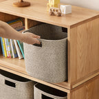 HBlife Set of 4 Storage Cubes-11 X 10.5 X 10.5 In, Cotton Rope Basket for Shelves, Toys, Book, Cube Storage Bin with Handles, Woven Storage Basket for Organizing, Beige