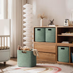 HBlife Set of 4 Storage Cubes-11 X 10.5 X 10.5 In, Cotton Rope Basket for Shelves, Toys, Book, Cube Storage Bin with Handles, Woven Storage Basket for Organizing, Beige