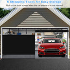 HBlife Privacy Garage Door Screen Blackout for 1 Car Garage, 8x7FT Heavy Duty Magnetic Garage Screen Door Mesh, Hands Free Retractable Garage Net Screen with 6 Roll Up Starps and 26 Magnets, Black