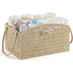 HBlife Diaper Caddy Organizer, Large Hand-Woven Storage Basket for Diapers & Baby Essentials - Elegant Curved Design, Ideal Gift for Baby Shower & Registry Must-Have