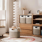 HBlife Set of 4 Storage Cubes-11 X 10.5 X 10.5 In, Cotton Rope Basket for Shelves, Toys, Book, Cube Storage Bin with Handles, Woven Storage Basket for Organizing, Beige