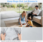 HBlife Privacy Garage Door Screen for 1 Car Garage, 8x7FT Heavy Duty Magnetic Garage Screen Door Mesh, Hands Free Retractable Garage Net Screen with 6 Roll Up Starps and 26 Magnets, Silver Grey