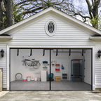 HBlife Garage Screen Doors for 1 Car Garage,7x7FT Fiberglass Magnetic Garage Door Screen, Hands Free Retractable Garage Net Screen Door Mesh with 6 Roll Up Starps and 26 Magnets for Patio, Gym, Porch
