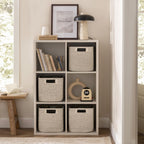 HBlife Set of 4 Storage Cubes-11 X 10.5 X 10.5 In, Cotton Rope Basket for Shelves, Toys, Book, Cube Storage Bin with Handles, Woven Storage Basket for Organizing, Beige