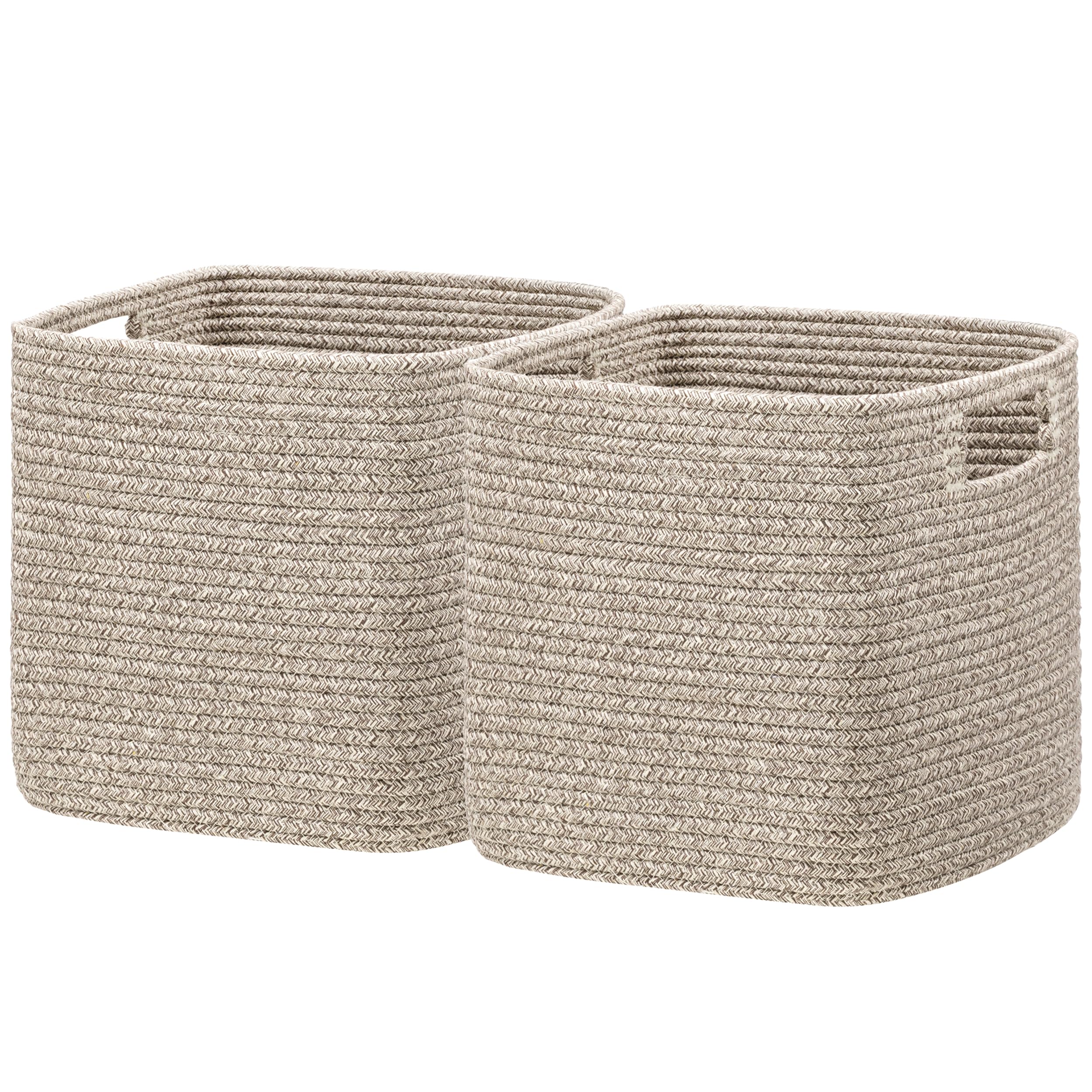 HBlife Set of 4 Storage Cubes-11 X 10.5 X 10.5 In, Cotton Rope Basket for Shelves, Toys, Book, Cube Storage Bin with Handles, Woven Storage Basket for Organizing, Beige
