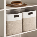 HBlife Set of 4 Storage Cubes-11 X 10.5 X 10.5 In, Cotton Rope Basket for Shelves, Toys, Book, Cube Storage Bin with Handles, Woven Storage Basket for Organizing, Beige