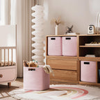 HBlife Set of 4 Storage Cubes-11 X 10.5 X 10.5 In, Cotton Rope Basket for Shelves, Toys, Book, Cube Storage Bin with Handles, Woven Storage Basket for Organizing, Beige