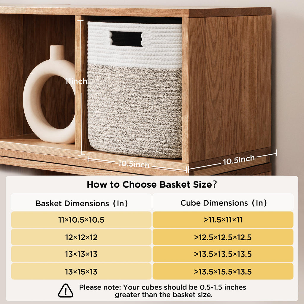 HBlife Set of 4 Storage Cubes-11 X 10.5 X 10.5 In, Cotton Rope Basket for Shelves, Toys, Book, Cube Storage Bin with Handles, Woven Storage Basket for Organizing, Beige