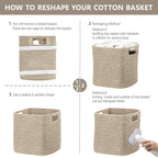 HBlife Set of 4 Storage Cubes-11 X 10.5 X 10.5 In, Cotton Rope Basket for Shelves, Toys, Book, Cube Storage Bin with Handles, Woven Storage Basket for Organizing, Beige