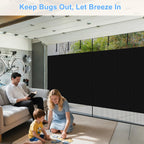 HBlife Privacy Garage Door Screen Blackout for 1 Car Garage, 8x7FT Heavy Duty Magnetic Garage Screen Door Mesh, Hands Free Retractable Garage Net Screen with 6 Roll Up Starps and 26 Magnets, Black