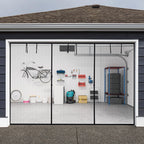 HBlife Garage Screen Doors for 1 Car Garage,7x7FT Fiberglass Magnetic Garage Door Screen, Hands Free Retractable Garage Net Screen Door Mesh with 6 Roll Up Starps and 26 Magnets for Patio, Gym, Porch