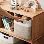 HBlife Set of 4 Storage Cubes-11 X 10.5 X 10.5 In, Cotton Rope Basket for Shelves, Toys, Book, Cube Storage Bin with Handles, Woven Storage Basket for Organizing, Beige