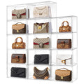 HBlife 10 Pack Purse Storage Organizer for Closet, Large Clear Stackable Handbag Display Case Box with Magnetic Door for Collectibles, Cosmetics, Women Heels and Toys