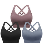 HBlife Maternity Seamless Nursing Sport Bras, Pink, Black, Blue (3 Pack) XXL