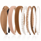 HBlife 7 Pack Headbands for Women Girls Headbands Trendy Brown Knotted Solid Head Bands Pearl Headband Non Slip Hairbands Cute Hair Accessories Multi-style Headband Pack